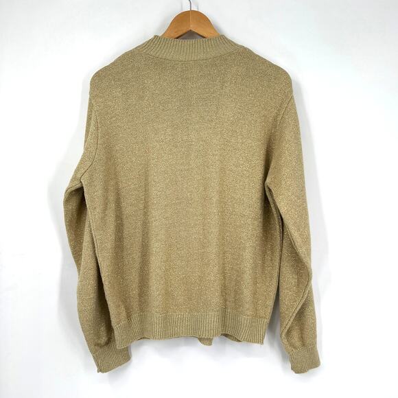 90s Vintage BFA Classics Gold Metallic Lurex Knit Sweater Large - Picture 2 of 5